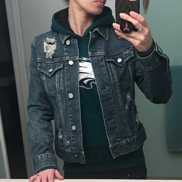 GAP cotton stretch distressed denim jacket - Picture 8 of 8